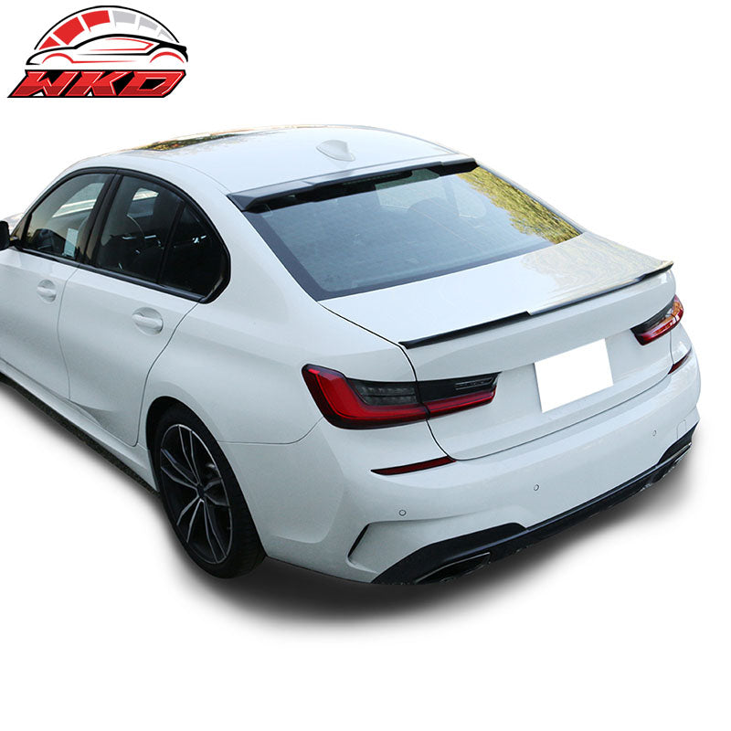 Fits 19-26 BMW G20 G80 Sedan IKON V Style Matte Black Rear Trunk Spoiler Lip ABS