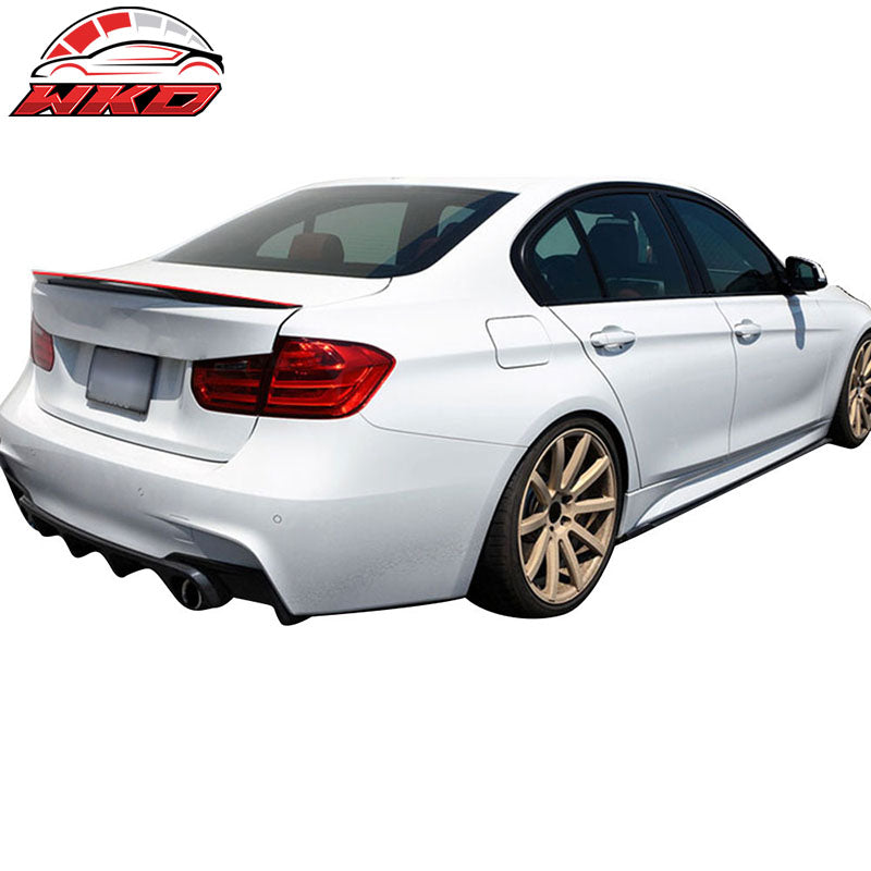 Fits 12-18 BMW F30 Performance Style Trunk Spoiler Matte Carbon Fiber W/Red Line