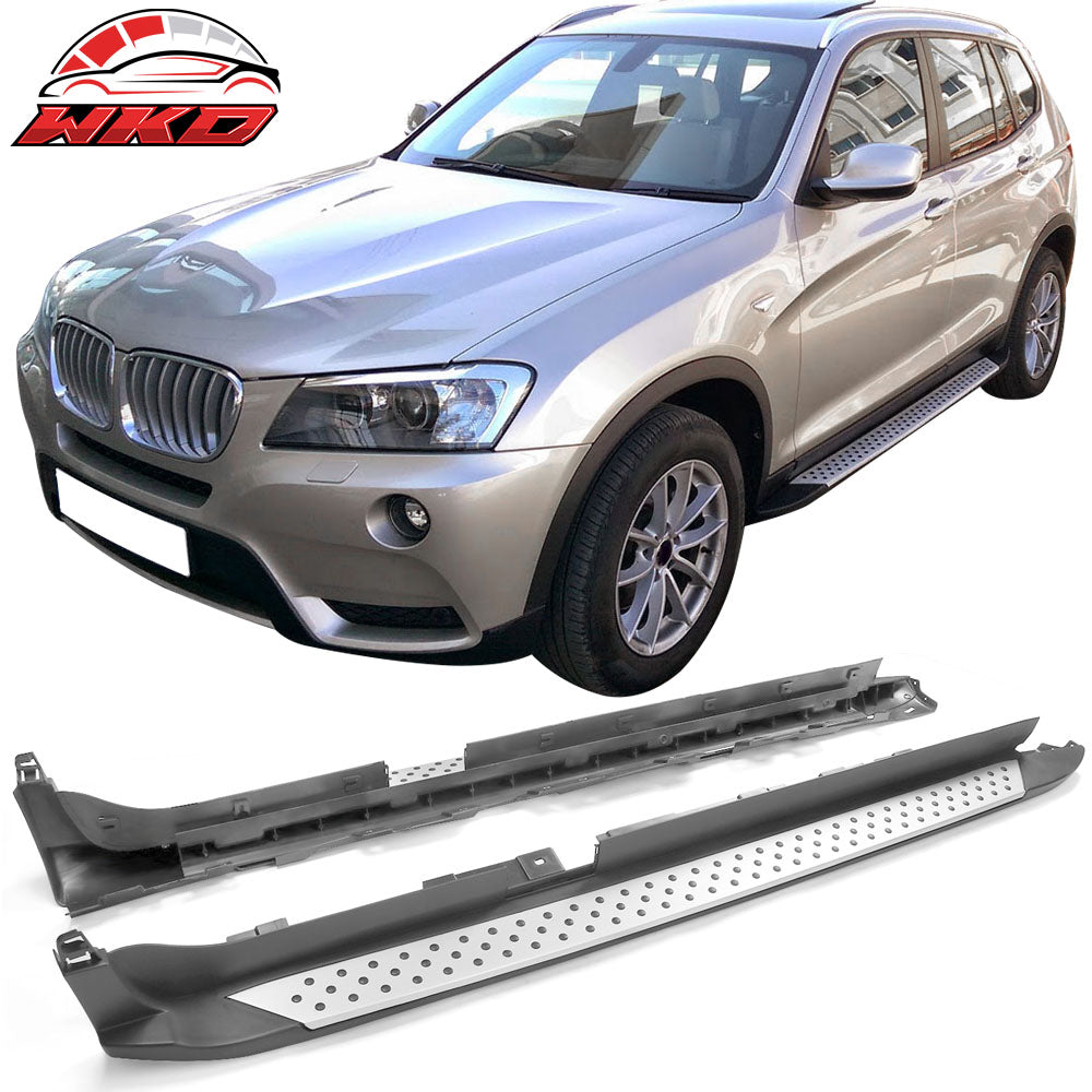 Fits 11-17 BMW X3 F25 OE Style Silver Running Board Side Step Nerf Bars In Pair