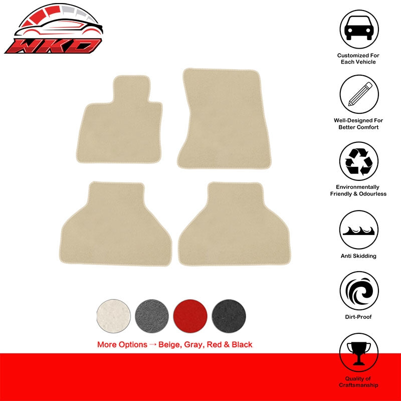 07-12 E70 X5 Floor Mats Liner Nylon Beige Front Rear Carpets Guard For: (BMW)