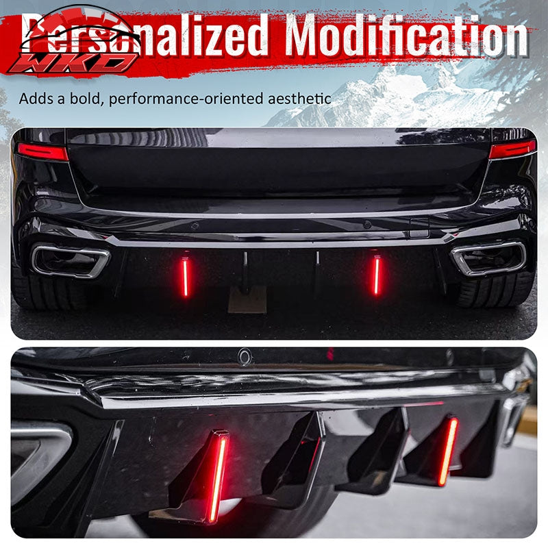 For 19-26 BMW X5 G05 M Sport IKON Rear Bumper Diffuser Lip W/ LED PP Gloss Black