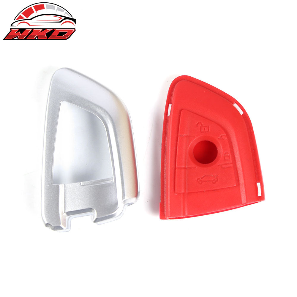 Fits BMW 1 3 4 5 6 7 Series Remote Blade 3 Key Fob Shell Holder Cover Silver Red