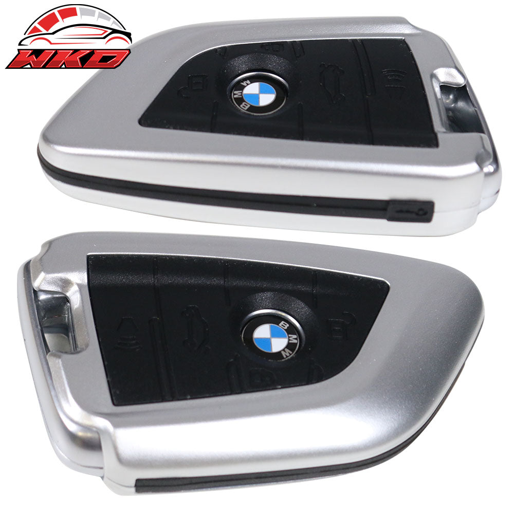 Fits BMW Car Smart Remote Key Fob Shell Holder Case Cover Silver Plastic
