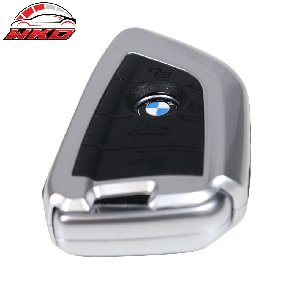 Fits BMW Car Smart Remote Key Fob Shell Holder Case Cover Silver Plastic