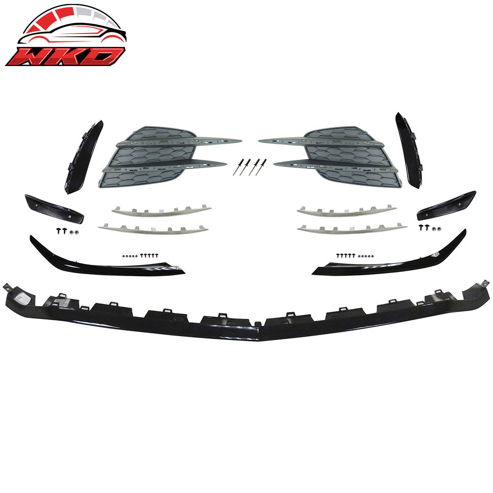 Fits 20-22 Benz W177 A35 AMG Style Front Bumper Lip with Grille Chrome moulding