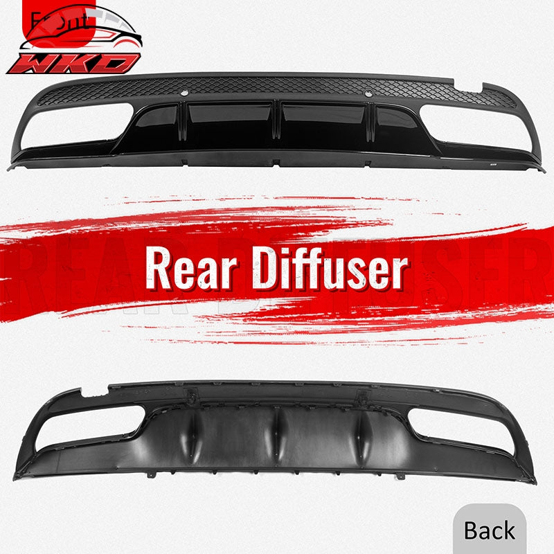 Fits 15-21 Benz C-Class C300 C400 C63 Edition1 Style Rear Diffuser + Exhaust Tip