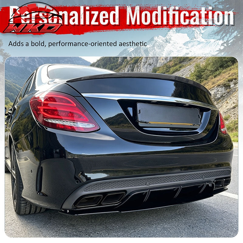 Fits 15-21 Benz C-Class C300 C400 C63 Edition1 Style Rear Diffuser + Exhaust Tip
