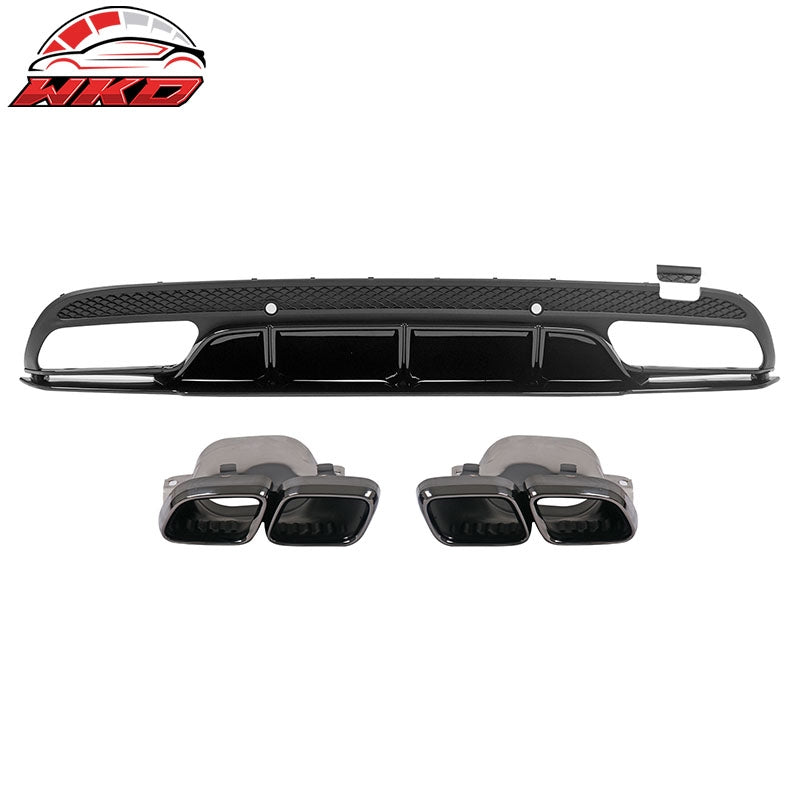 Fits 15-21 Benz C-Class C300 C400 C63 Edition1 Style Rear Diffuser + Exhaust Tip