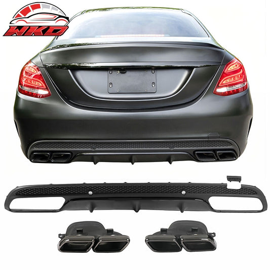 Wholesale For 15-21 Benz C-Class C300 C400 C63 Style Gloss Black Rear Diffuser Exhaust Tip - Wikond Auto