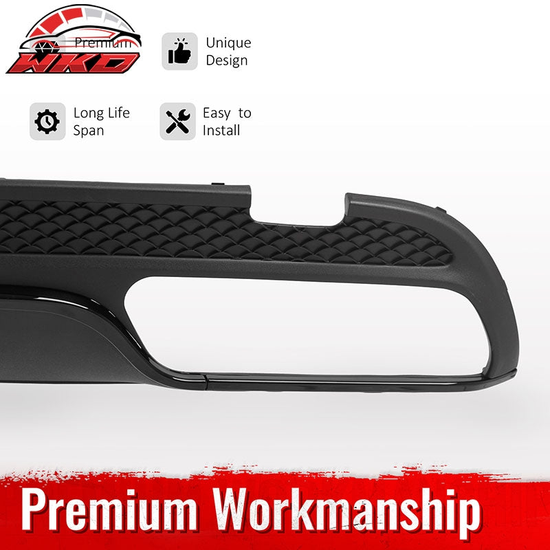Fits 15-21 Benz C-Class C300 C400 C63 Style Rear Diffuser + Silver Exhaust Tips
