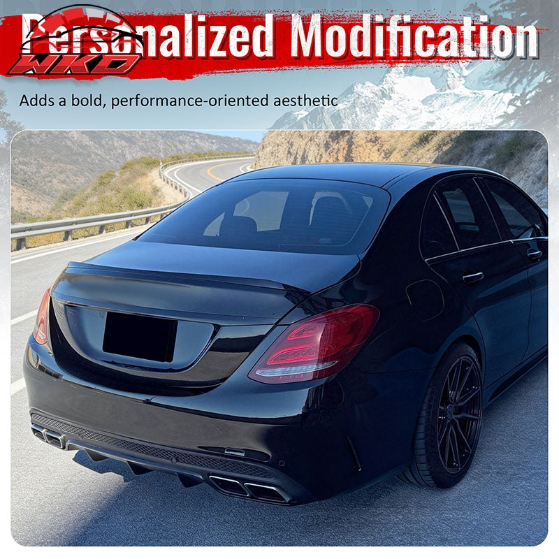 Fits 15-21 Benz C-Class C300 C400 C63 Style Rear Diffuser + Silver Exhaust Tips