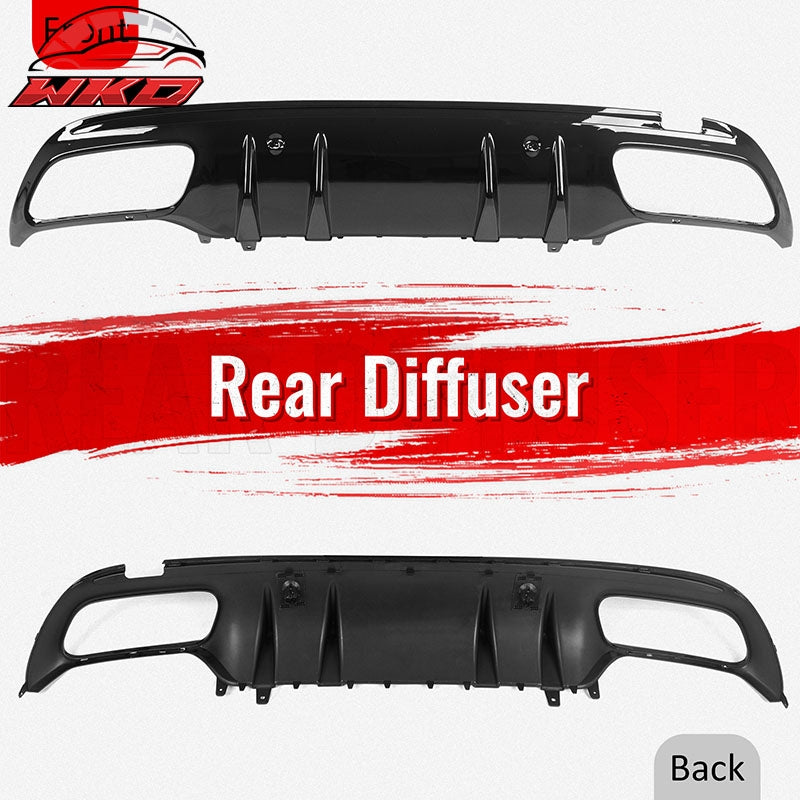 Fits 15-21 Benz C-Class C300 C400 2019 Facelift C43 Rear Diffuser + Exhaust Tip