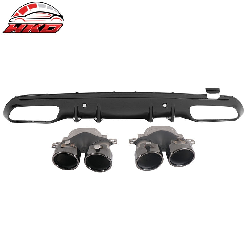 Fits 15-21 Benz C-Class C300 C400 2019 Facelift C43 Rear Diffuser + Exhaust Tip
