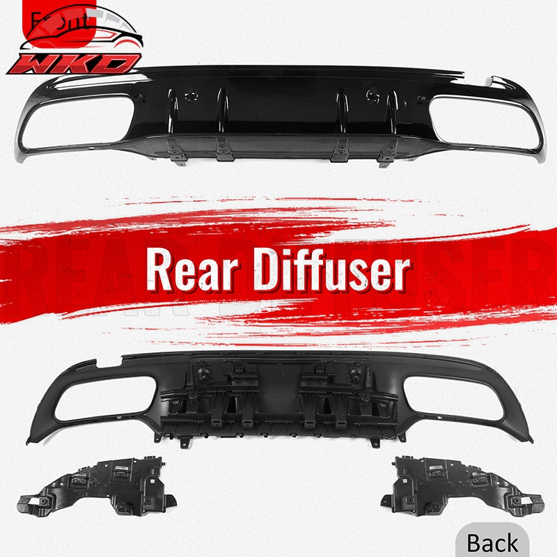 Fits 15-21 Benz C-Class C300 C400 2019 Facelift C63 Rear Diffuser + Exhaust Tip