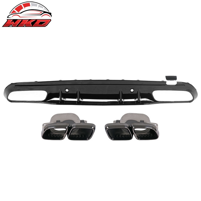 Fits 15-21 Benz C-Class C300 C400 2019 Facelift C63 Rear Diffuser + Exhaust Tip