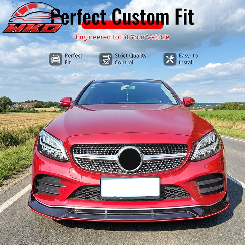 Wholesale For 19-22 Benz C-Class C43 AMG C300 BR Style Front Bumper Lip Carbon Fiber Print - Wikond Auto