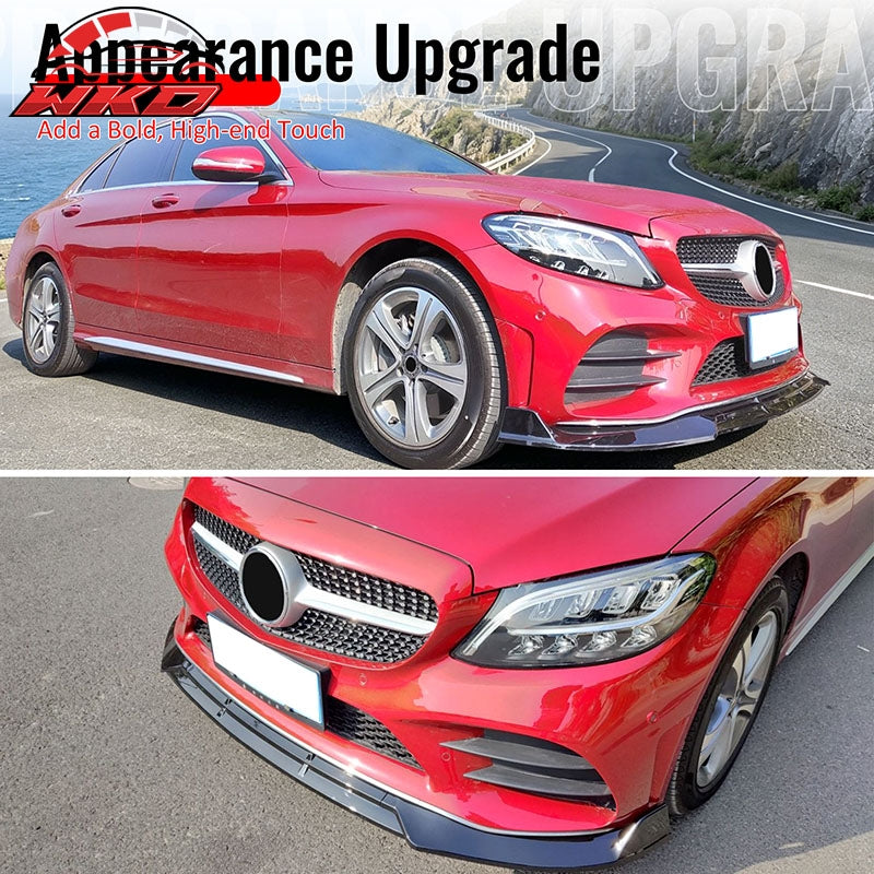 Wholesale For 19-22 Benz C-Class C43 AMG C300 BR Style Front Bumper Lip Carbon Fiber Print - Wikond Auto