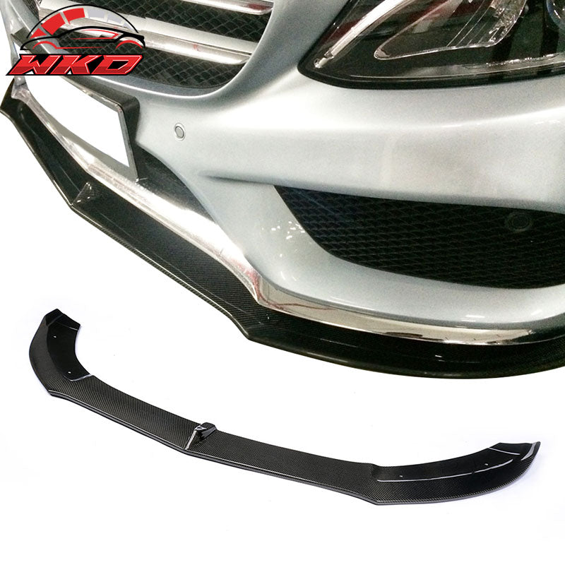 Fits 15-18 Benz W205 Sedan AMG Sport PSM Front Bumper Lip - Matte Carbon Fiber