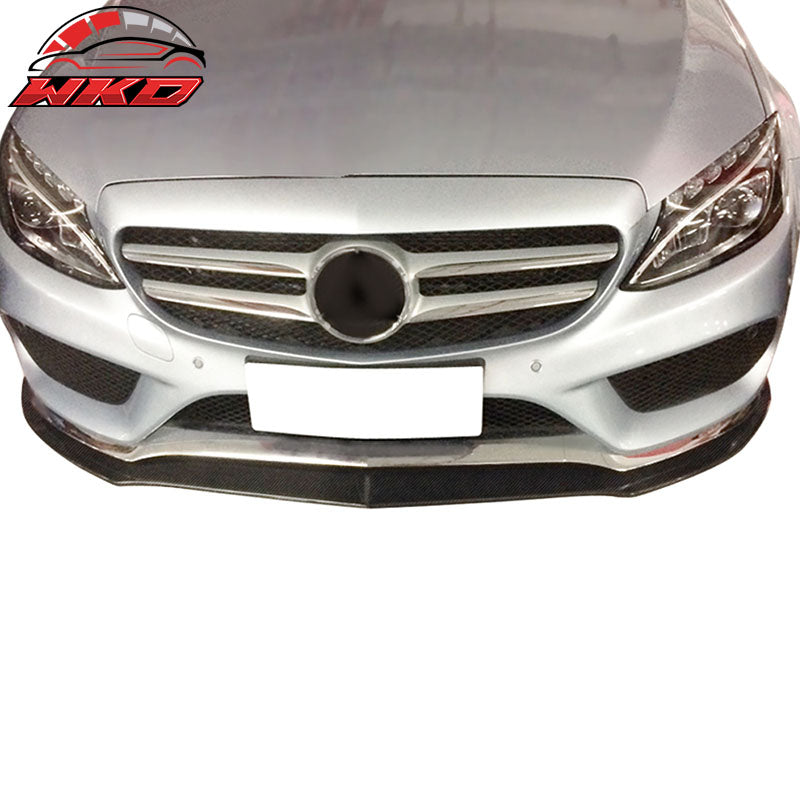 Fits 15-18 Benz W205 C Class Sedan PSM Style Carbon Fiber CF Front Bumper Lip