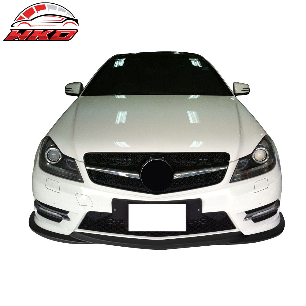 Fits 12-14 Benz C Class W204 Front Bumper Lip GH Style ABS Plastics Matte Black