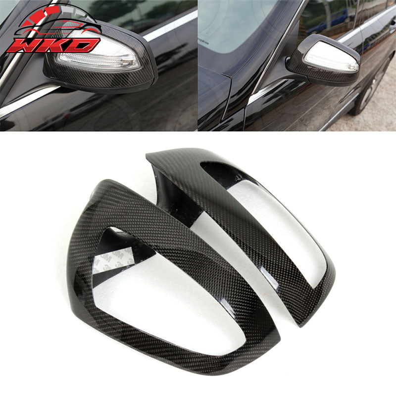 Fits 08-11 Benz C-Class W204 Sedan 2PCS Side Mirror Cover Cap Matte Carbon Fiber