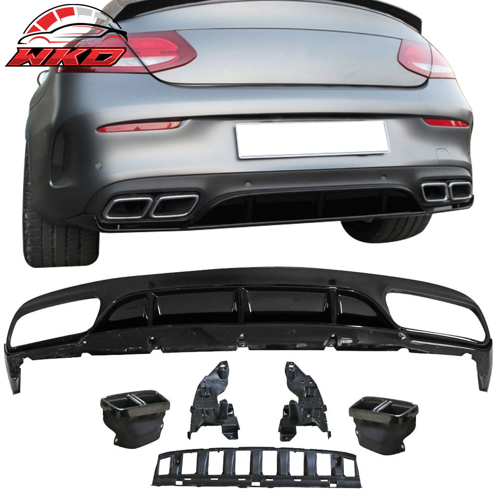 Fits 15-18 Benz C-Class W205 C63 Coupe Edition AMG Style Rear Bumper Diffuser PP