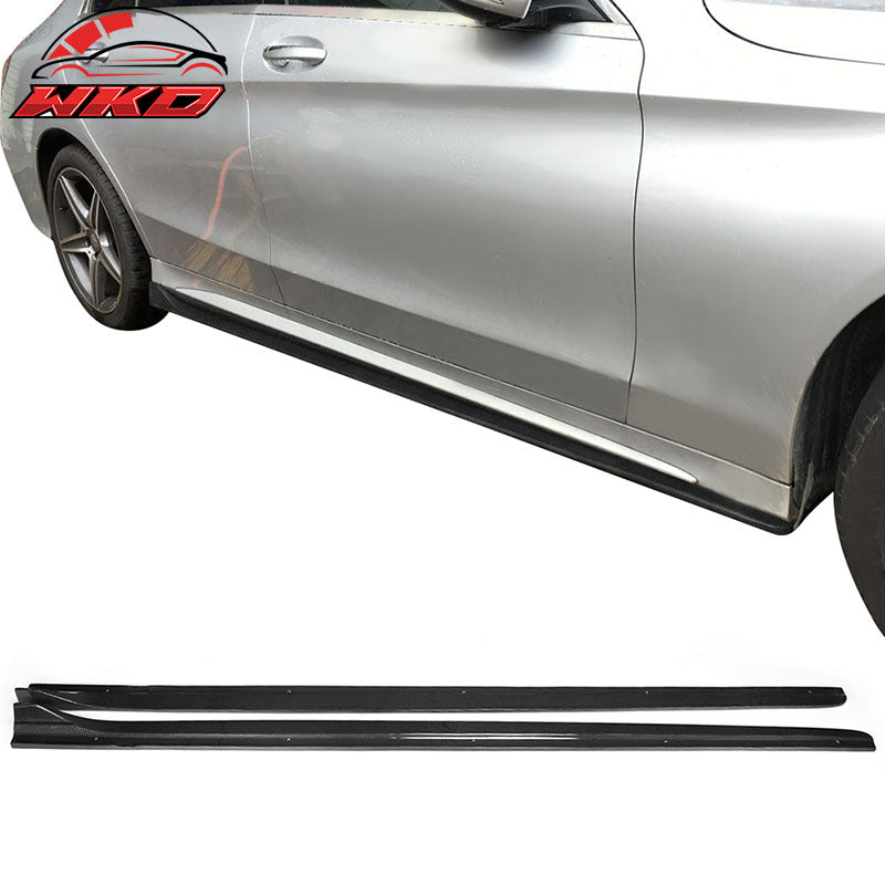 Fits 15-18 Benz C Class W205 AMG Sport Side Skirt Pair - Carbon Fiber CF