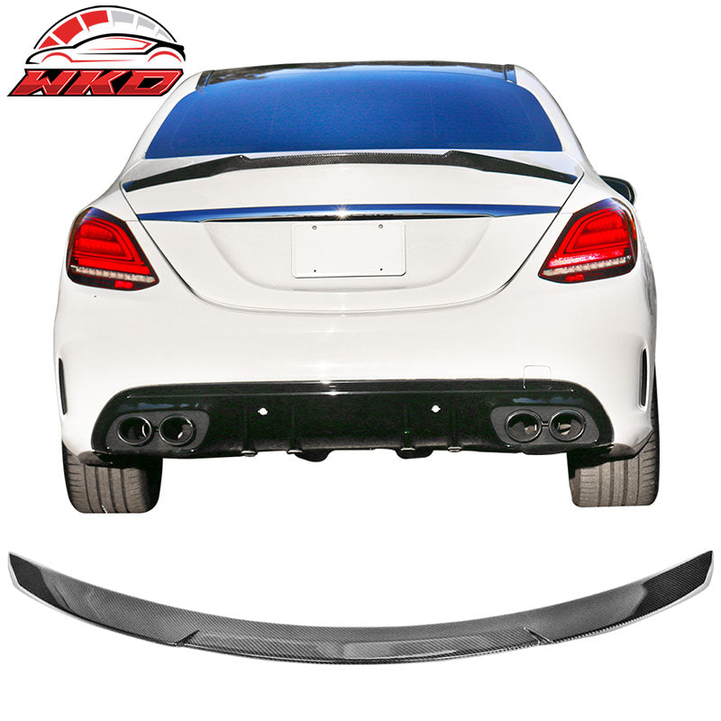 Fits 15-21 Benz W205 C Class 4DR Sedan ML Style Matte Carbon Fiber Trunk Spoiler
