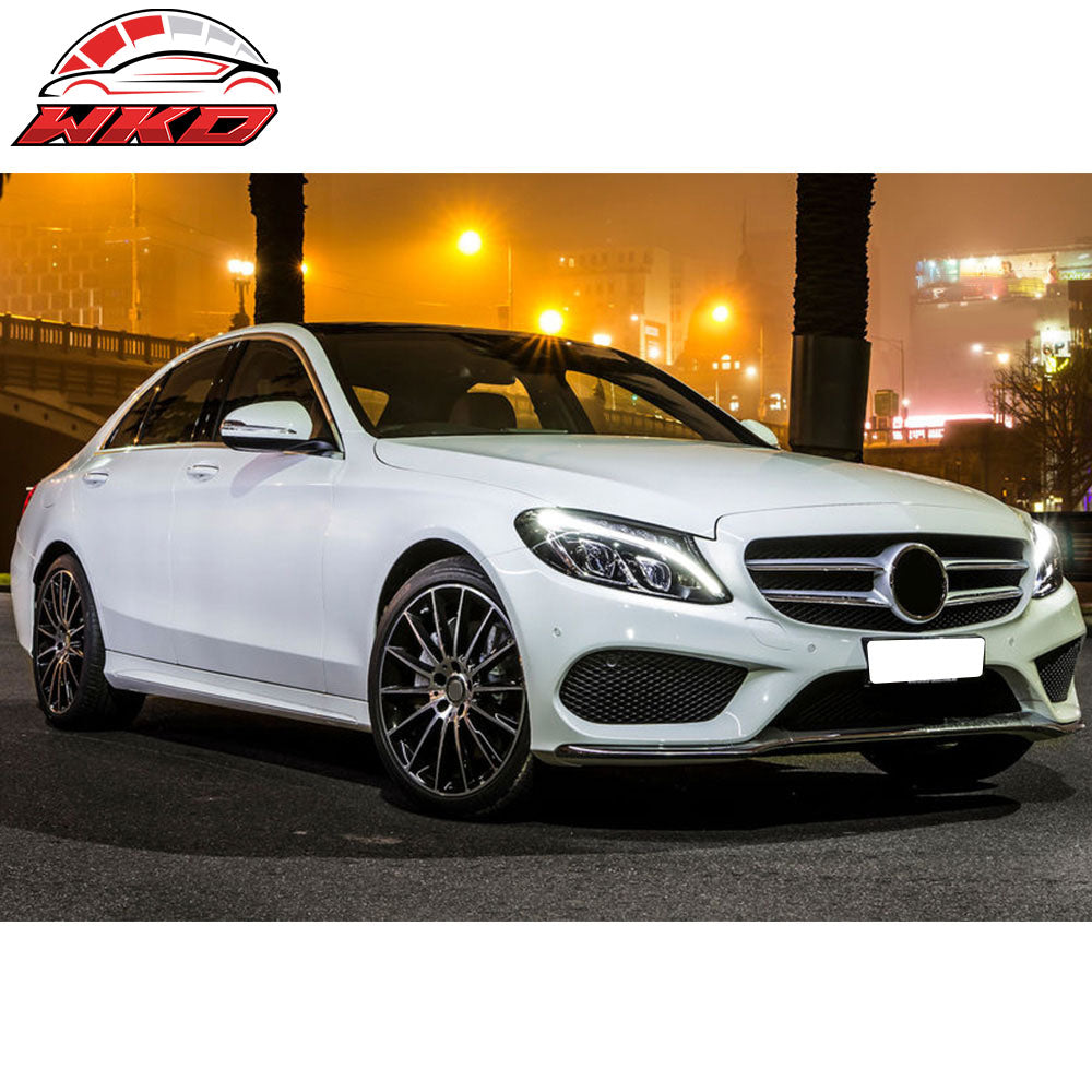 Fits 15-17 Benz W205 C Class With PDC Front Rear Bumper Side Skirts PP