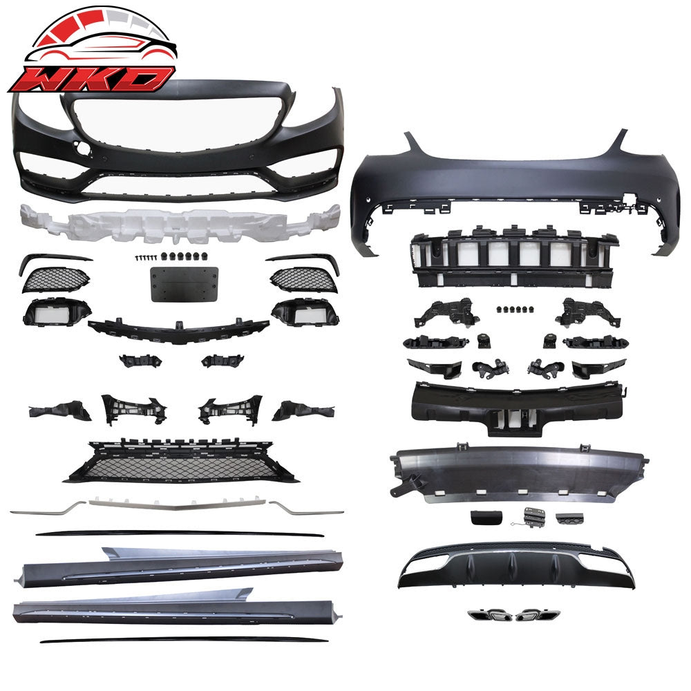 Wholesale 15-16 W205 C63 Style Full PDC Front +Rear Bumper+Side Skirts