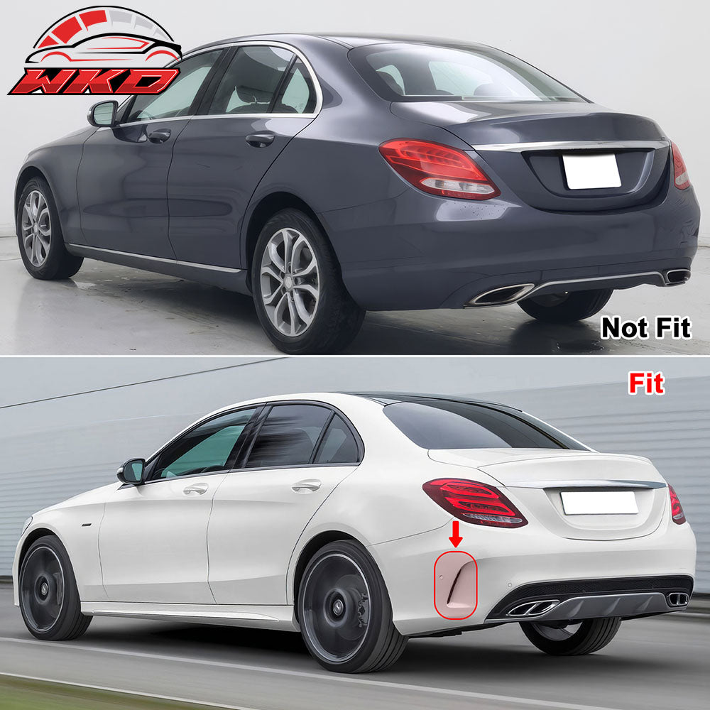 Fit 15-21 Benz W205 C Class C63 AMG B Style Rear Bumper Lip Diffuser Gloss Black