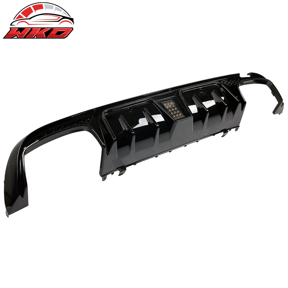 Fit 15-21 Benz W205 C Class C63 AMG B Style Rear Bumper Lip Diffuser Gloss Black