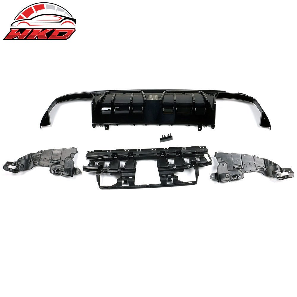 Fit 15-21 Benz W205 C Class C63 AMG B Style Rear Bumper Lip Diffuser Gloss Black