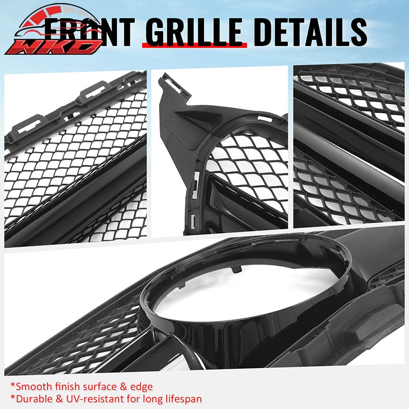 Fits 15-18 Benz C350e C450 AMG W205 C63 Style Front Upper Grille Gloss Black ABS