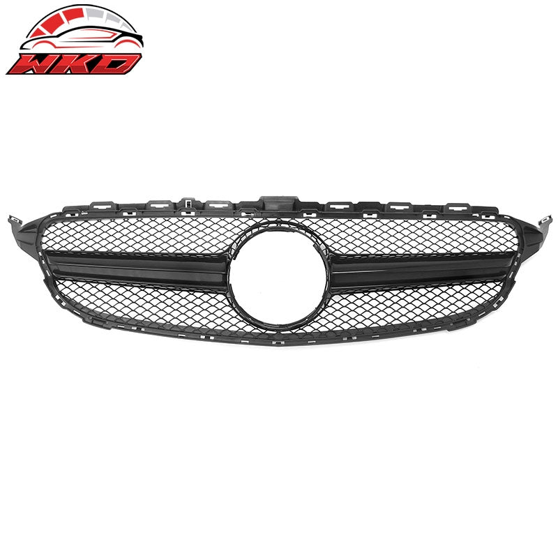 Fits 15-18 Benz C350e C450 AMG W205 C63 Style Front Upper Grille Gloss Black ABS