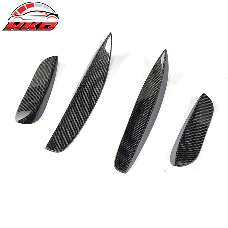 Fits 15-21 Benz C-Class W205 JC Style Front Bumper Fin Canard Matte Carbon Fiber