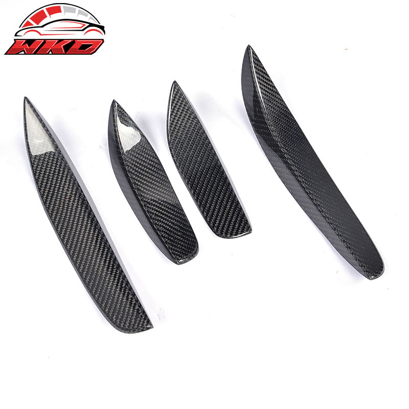 Fits 15-21 Benz C-Class W205 JC Style Front Bumper Fin Canard Matte Carbon Fiber