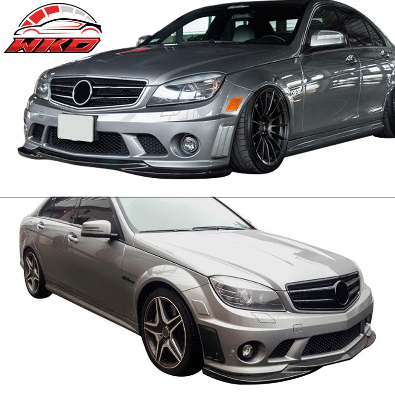 Fits 08-11 Benz W204 C63 AMG GH Carbon Fiber Front Bumper Lip