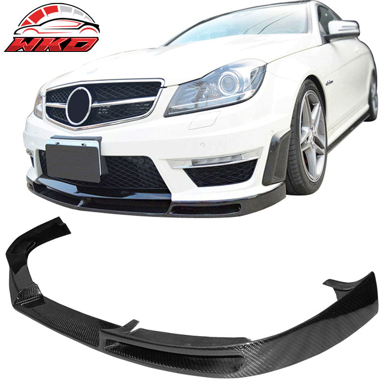 Fits 12-14 Mercedes W204 C63 AMG V Style Front Bumper Lip Matte Carbon Fiber