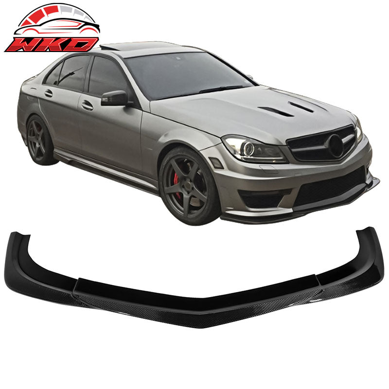 Fits 12-15 Benz W204 C63 AMG GH Style Front Bumper Lip Matte Carbon Fiber