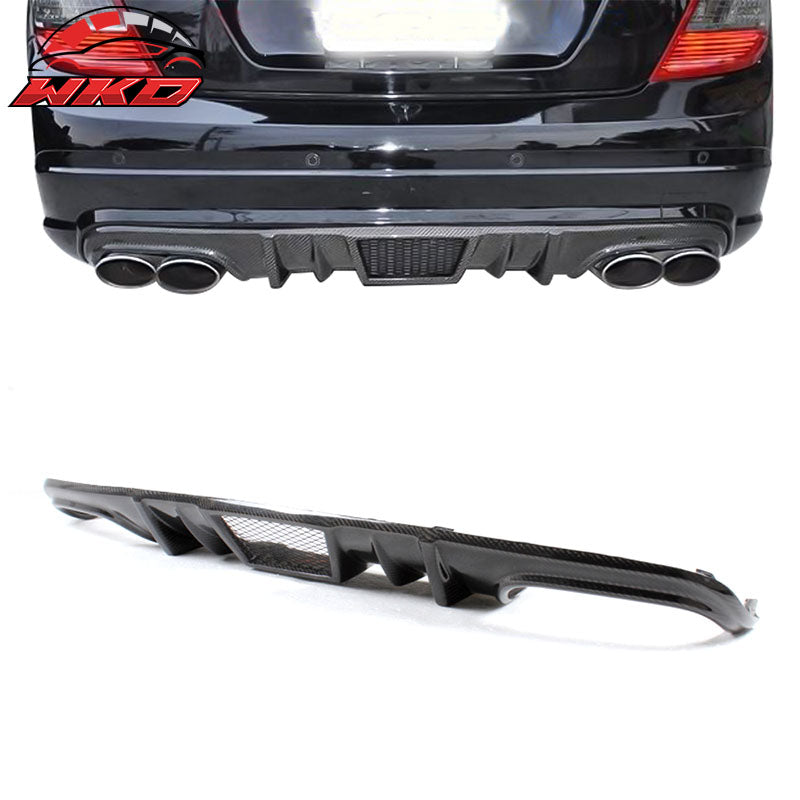 Fits 08-11 Benz C Class W204 C63 R Style Rear Bumper Diffuser Matte Carbon Fiber