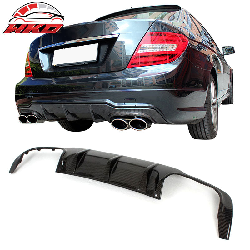 Fits 12-15 Mercedes-Benz C Class W204 C63 Carbon Fiber Rear Bumper Lip Diffuser