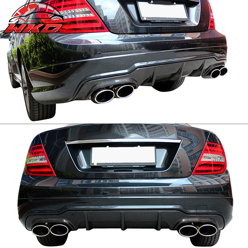 Fits 12-15 Mercedes-Benz C Class W204 C63 Carbon Fiber Rear Bumper Lip Diffuser