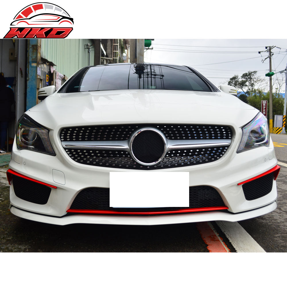 Fits 14-18 Benz C117 CLA-Class OE Style Front Bumper Canard Flap Unpainted Black