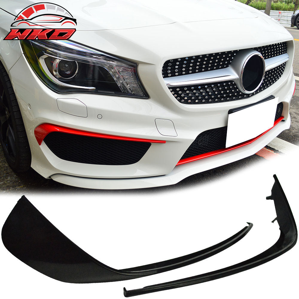 Fits 14-18 Benz C117 CLA-Class OE Style Front Bumper Canard Flap Unpainted Black