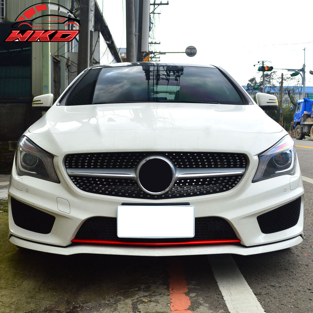 Fits 14-18 Benz W117 CLA-Class DTO Style Front Bumper Lip Trim Cover Painted Red
