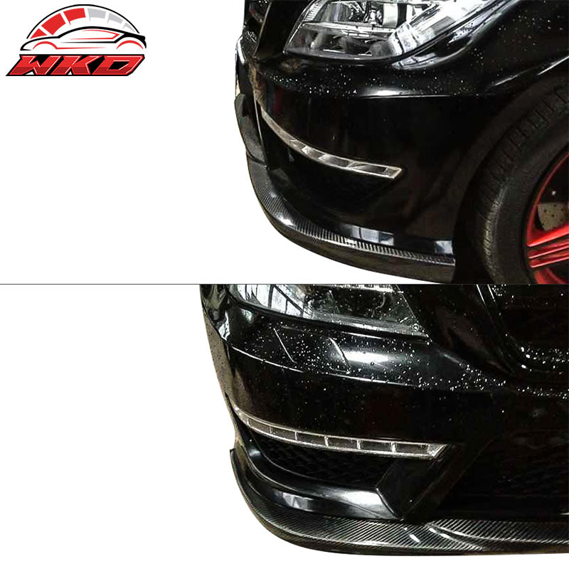 Fit 12-14 Benz W218 CLS63 AMG Sedan GH Style Front Bumper Lip Matte Carbon Fiber