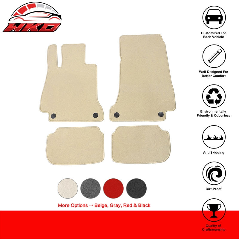 Fits 18-23 Benz W238 E-Class 2Dr Front Rear Floor Mats Carpets Liner Nylon Beige