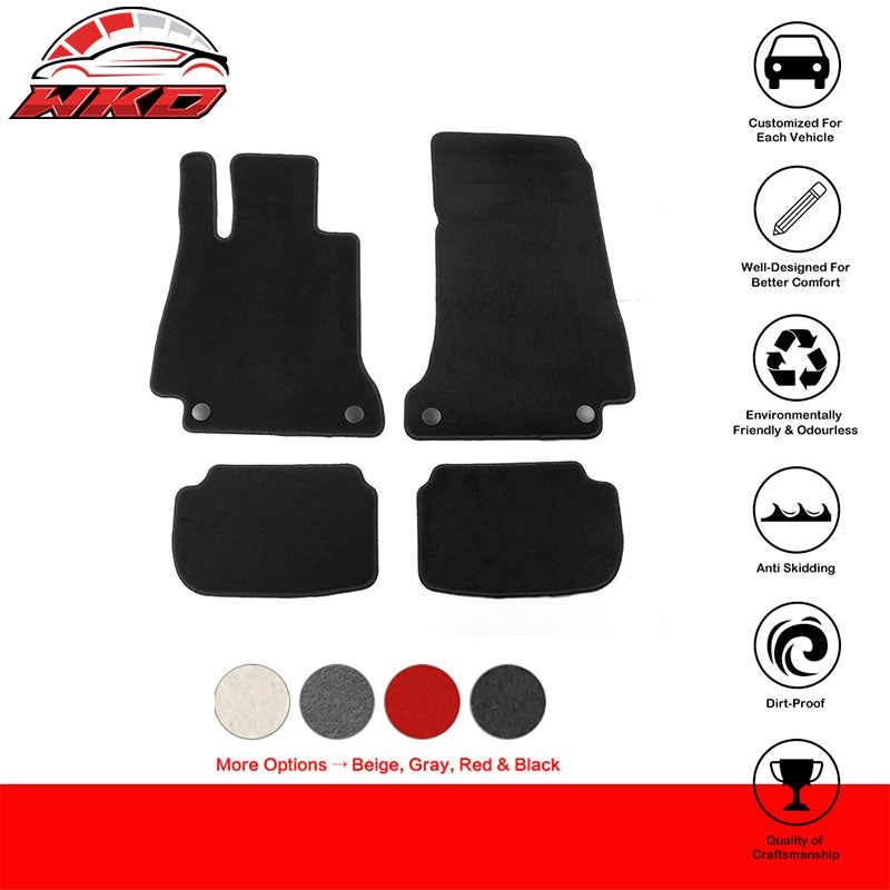Fits 18-23 Benz W238 E-Class 2Dr Front Rear Floor Mats Carpets Liner Nylon Black