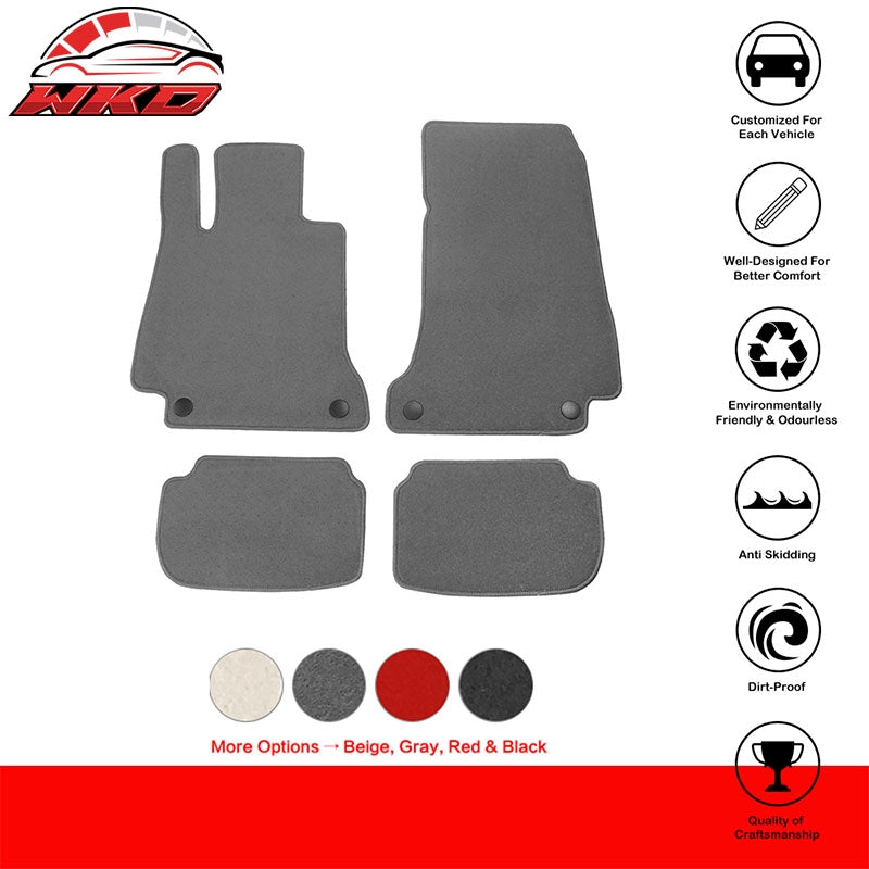 Fits 18-23 Benz W238 E-Class 2Dr Front Rear Floor Mats Carpets Liner Nylon Gray